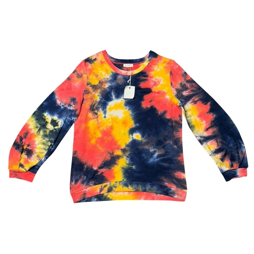 ANDTHEWHY LA Multi- Tye Dye Crewneck Athleisure Sweatshirt NWT Woman's Sz L